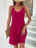 Sleeveless V-neck Summer Tank Dress (15)
