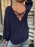 Waffle Knit Round Neck Top (6)