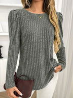 Round Neck Puff Sleeve T-shirt (33)