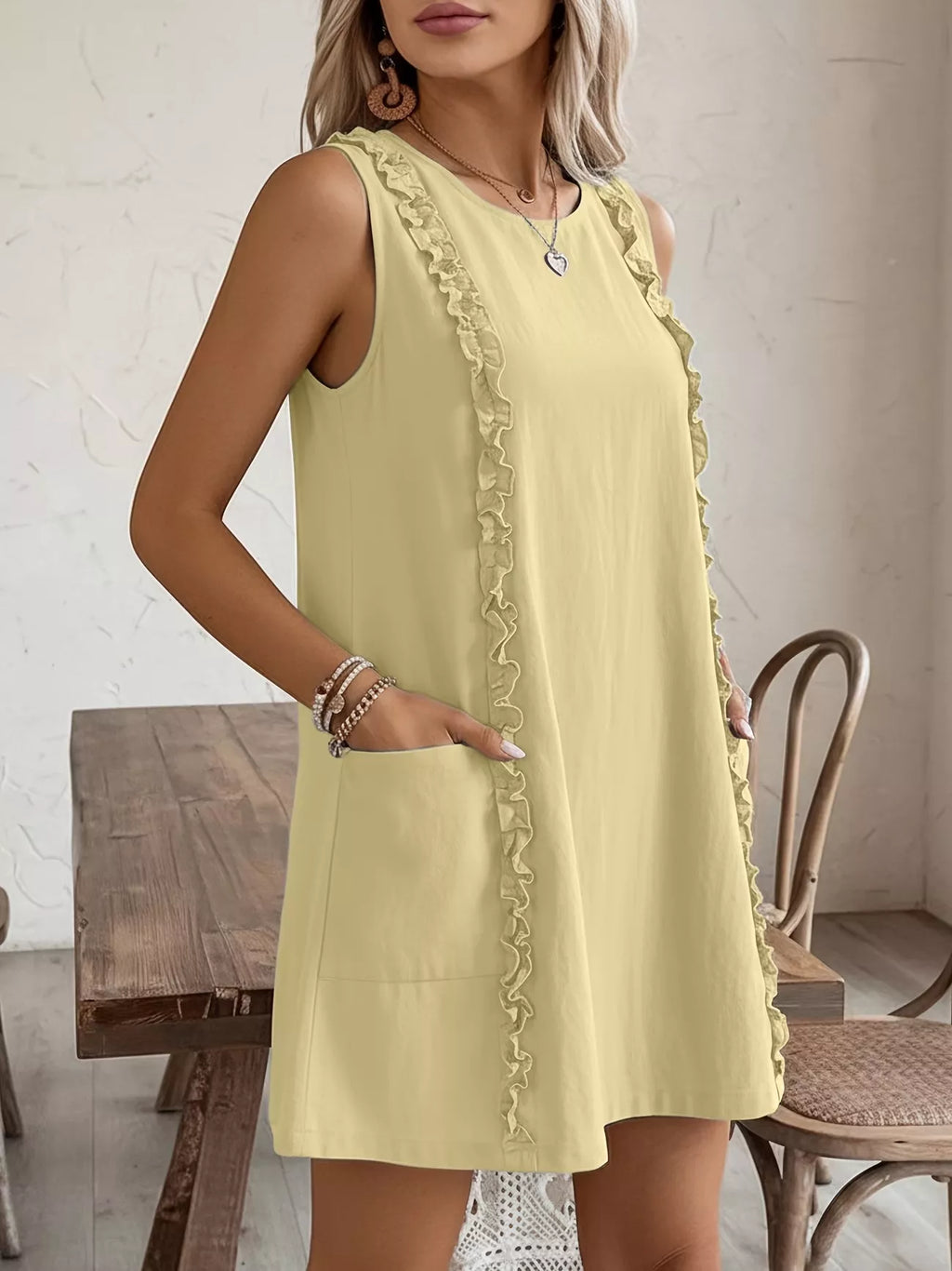 Frill Sleeveless Round Neck Dress (8)