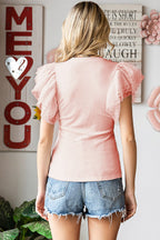 Polka Dot Flutter Sleeve Top (2)
