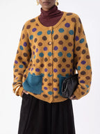 Full Size Polka Dot Button Down Cardigan Plus