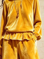 Velvet Peplum Top Wide-leg Pants Set (6)