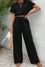 Round Neck Short Sleeve Top Pants Set (6)
