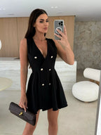 Double-breasted V-neck Mini Dress (7)