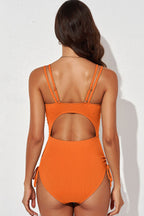 Tied Cutout Plunge One-piece Swimsuit (12)