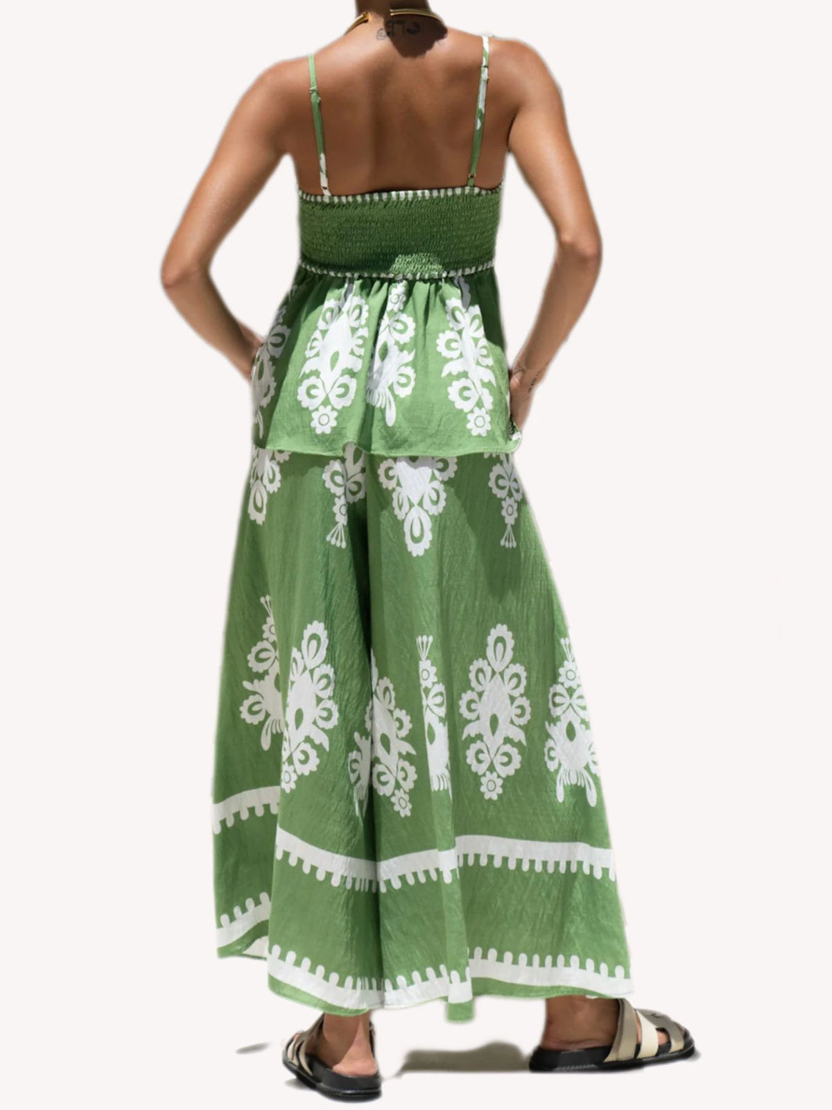 Printed Cami Wide Leg Pants Set (18)