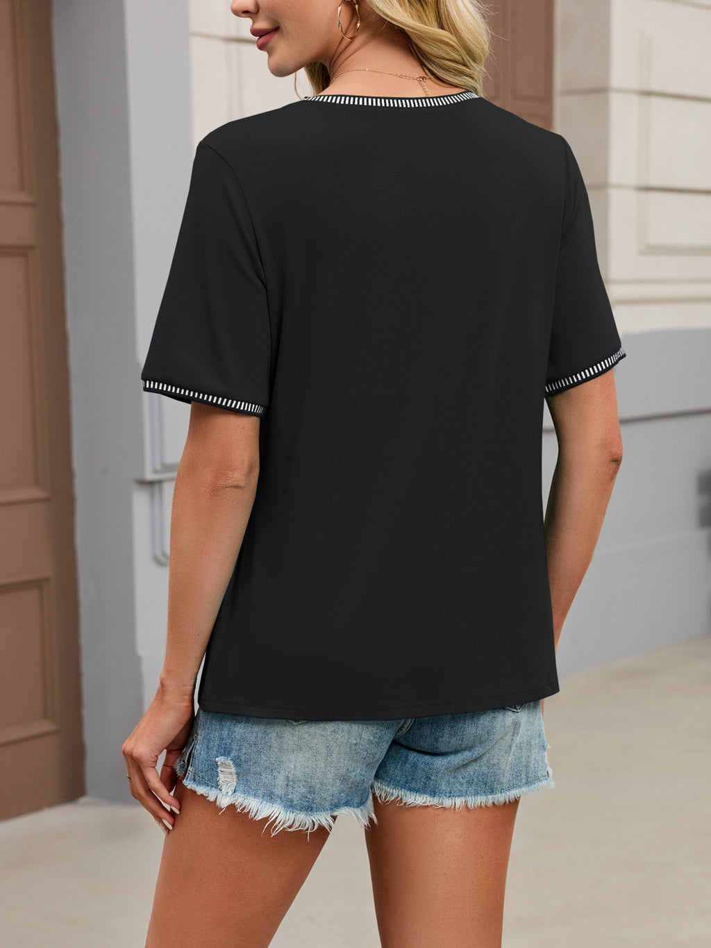 Contrast Trim Short Sleeve T-shirt (11)