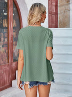 Eyelet Open Front Short Sleeve Cover Up (25)