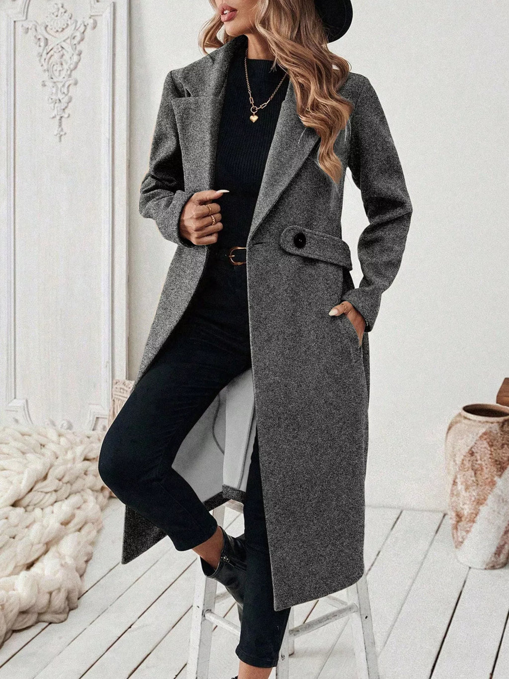 Lapel Collar Longline Coat (13)