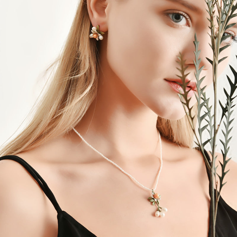 Fresh Orange Flower Necklace Collar Chain photo 2