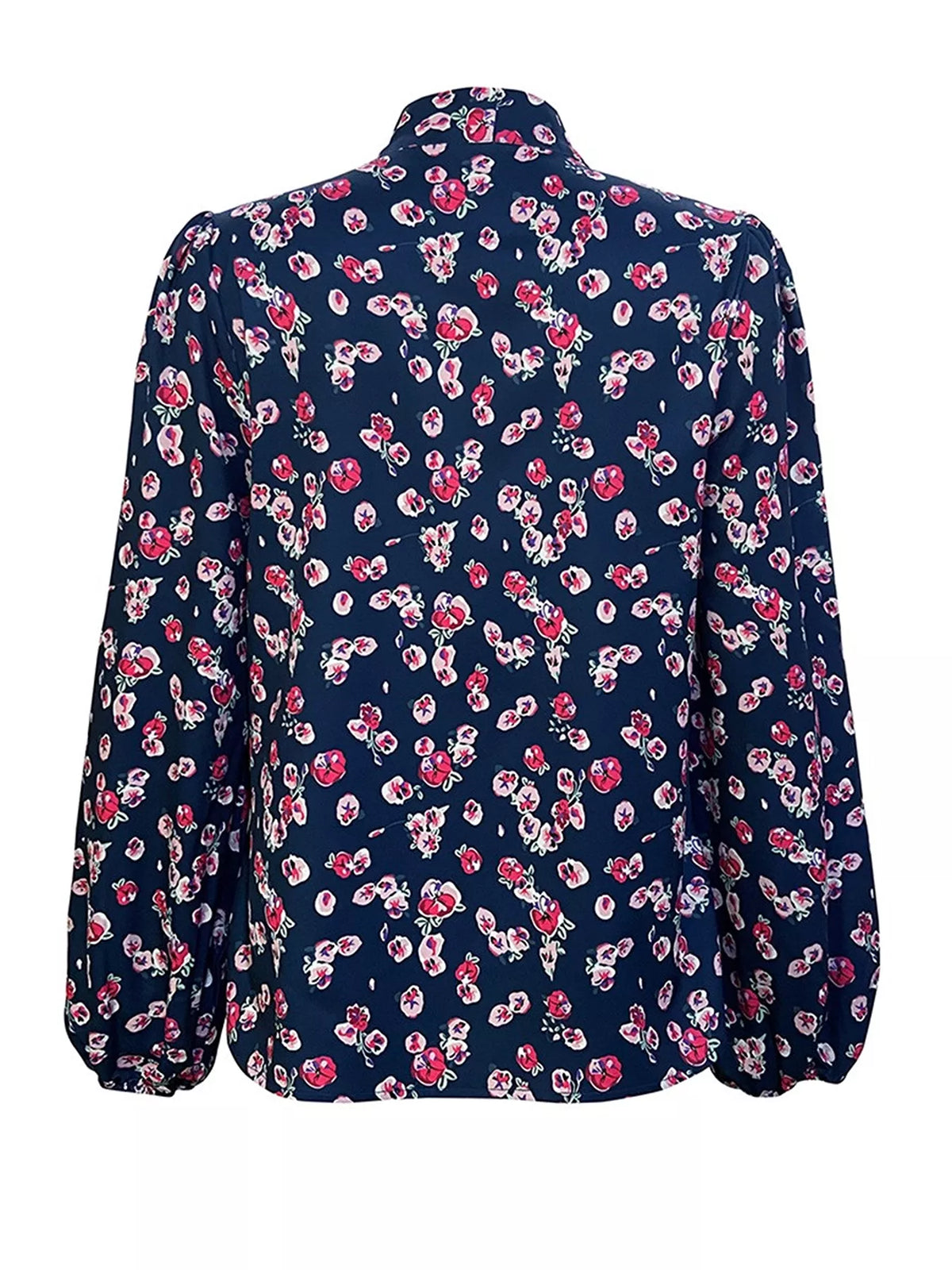 Printed Bow-tie Neck Long Sleeve Blouse (16)