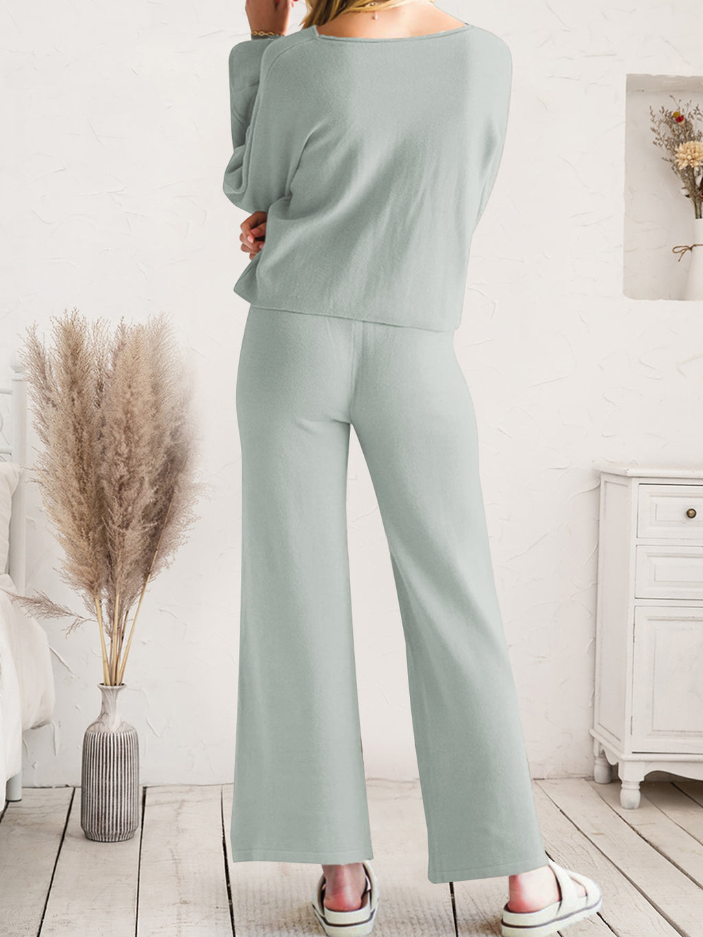 Long Sleeve Lounge Top Drawstring Pants Set (12)