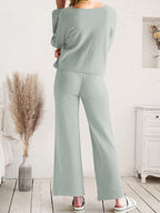 Long Sleeve Lounge Top Drawstring Pants Set (12)