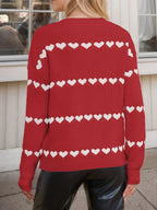 Heart Round Neck Long Sleeve Sweater (14)