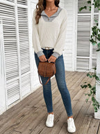 Ribbed Knit Two-tone Top (15)