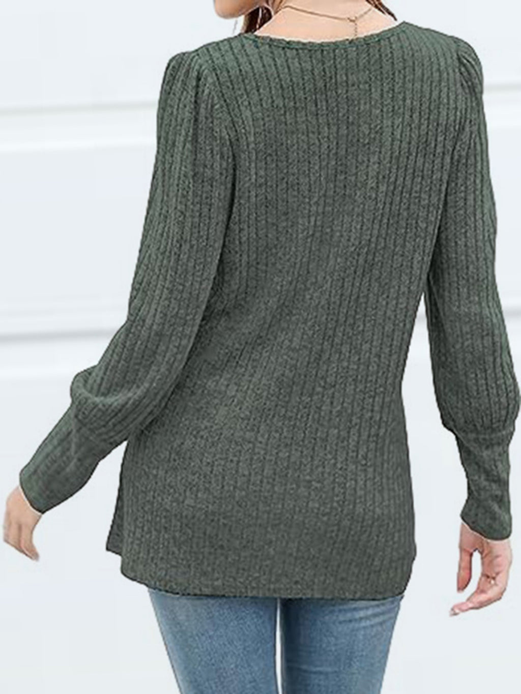 Decorative Button Square Neck Top (9)