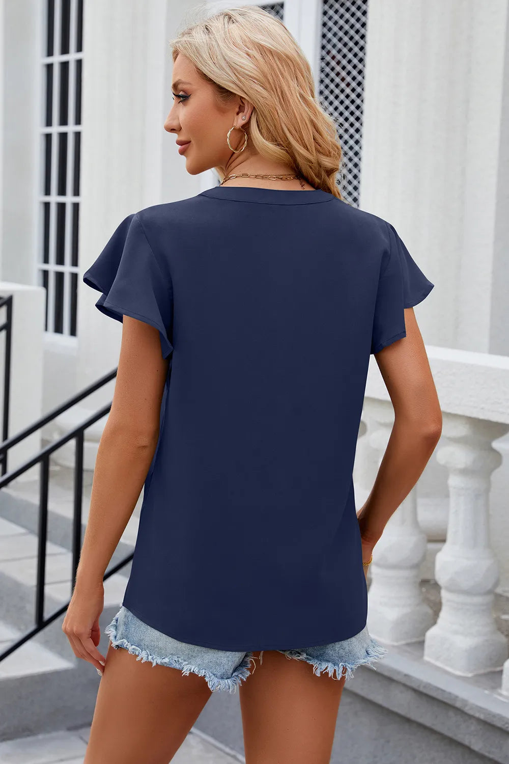 Notched Cap Sleeve T-shirt (8)