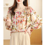 Real Shot French Vintage Floral Nine-quarter Sleeve Shirt photo 5