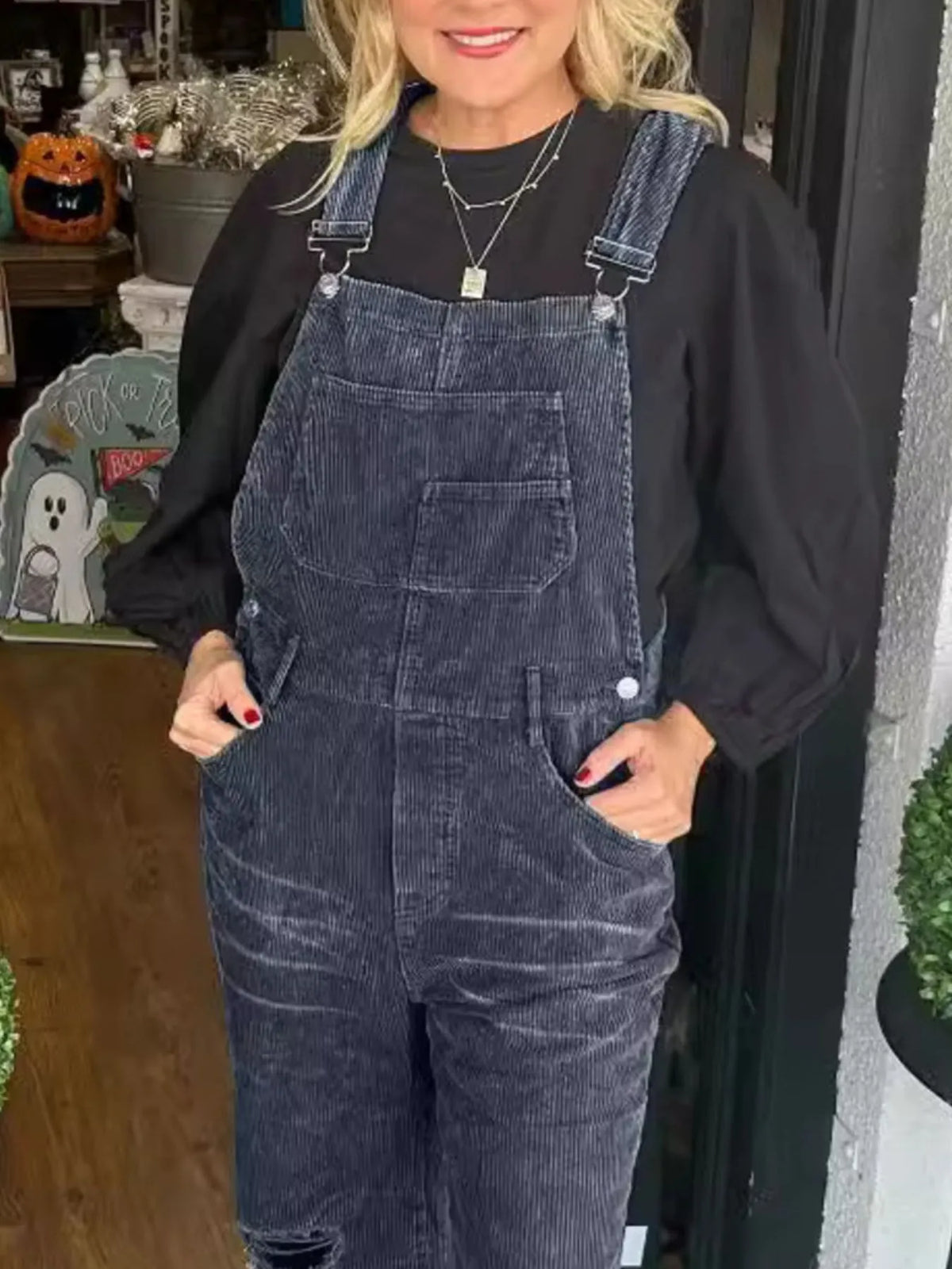 Distressed Wide Leg Corduroy Overalls (14)