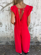 Full Size V-neck Cap Sleeve Wide Leg Jumpsuit Plus (14)