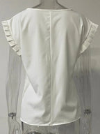 Ruffled Round Neck Cap Sleeve Blouse (12)