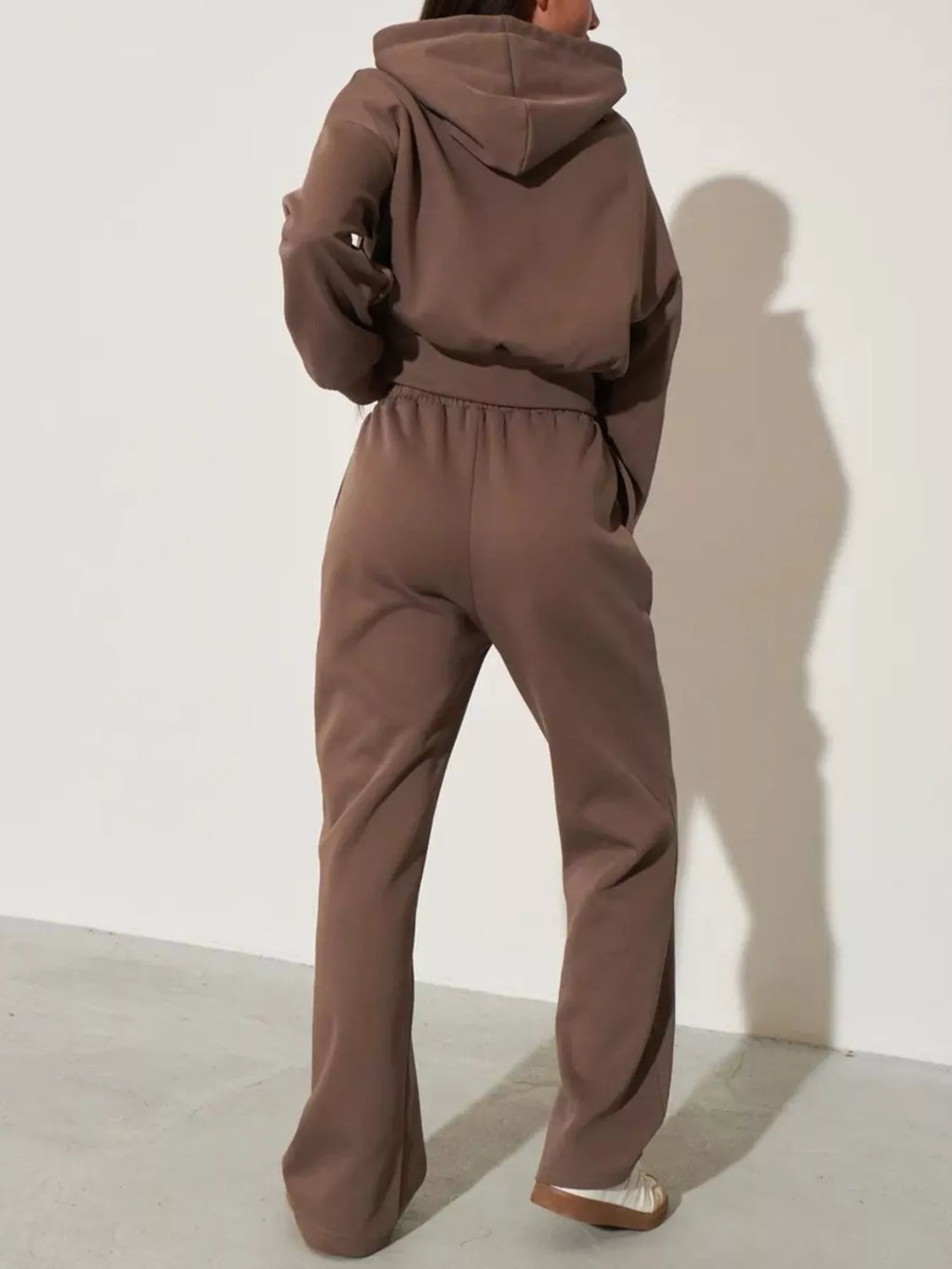 Zip-up Hoodie Wide-leg Pants Set (27)
