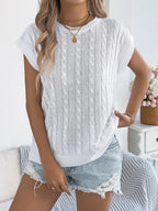 Cable-knit Round Neck Knit Top (3)