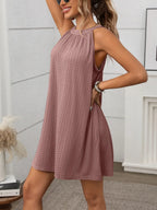 Textured Grecian Neck Mini Dress (7)