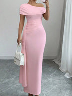 One-shoulder Ruched Maxi Dress (4)