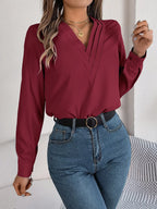 V-neck Long Sleeve Blouse (19)