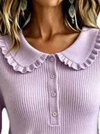 Full Size Ruffle Collar Button Detail Sweater Plus (14)