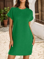 Round Neck Short Sleeve Mini Tee Dress (12)