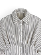 Striped Cinched Waist Shirt (2)