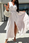 Surplice Sleeveless Slit Maxi Dress