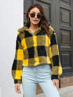 Plaid Dropped Shoulder Buttoned Jacket (4)