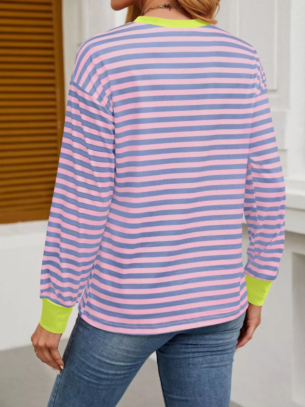 Striped Long Sleeve Casual T-shirt (6)