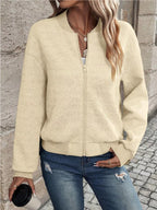 Textured Knit Zip-up Bomber Jacket (5)