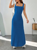 Ribbed Knit Square Neck Sleeveless Maxi Dress (3)