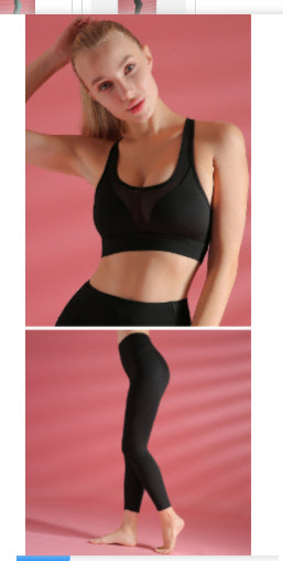 Sports Bra Shockproof Yoga Vest variant CJYDYDYD00748-Black set-L