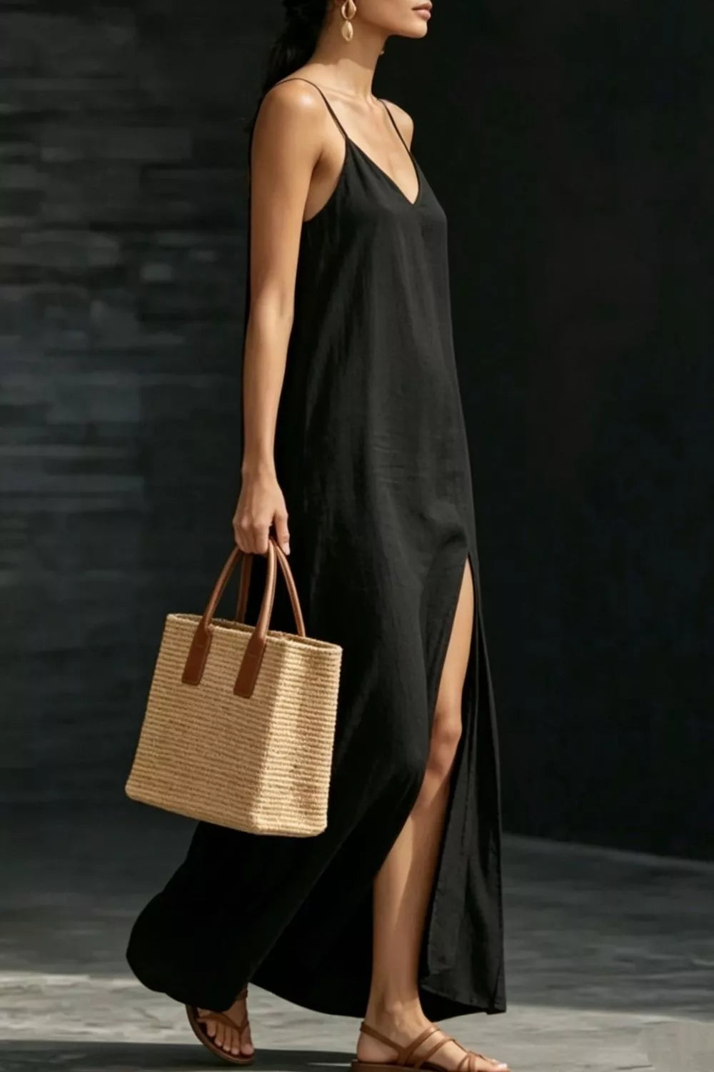 Slit V-neck Maxi Dress (11)