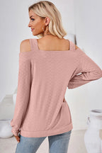 Cutout Square Neck Cold Shoulder T-shirt (24)