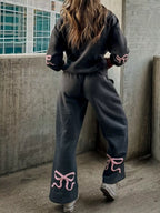 Bow Heart Dropped Shoulder Hoodie Pants Set (14)
