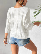 V-neck Three-quarter Sleeve Knit Top (2)