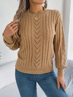 Cable-knit Round Neck Sweater (9)