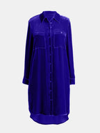 High-low Button Up Long Sleeve Knee Length Dress (7)