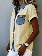 Denim Trim Short Sleeve Shirt (11)