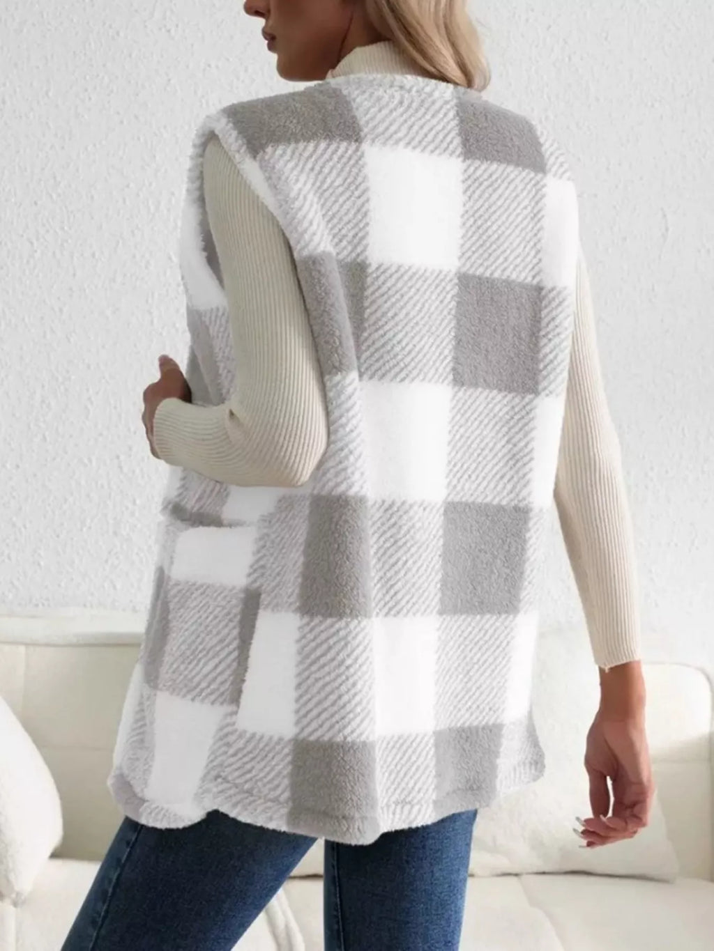 Cozy Plaid Sherpa Vest Coat (10)