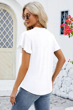 V-neck Flutter Sleeve T-shirt (26)