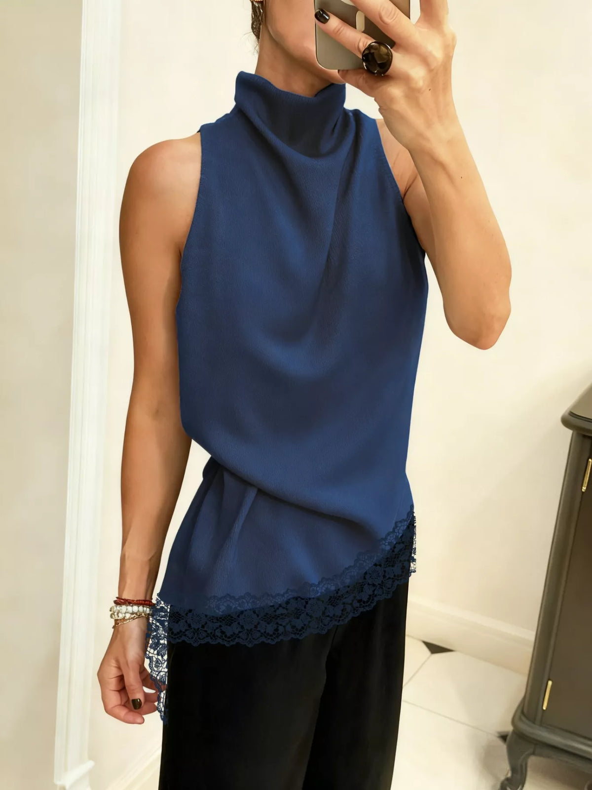 High Neck Lace Trim Cami (11)